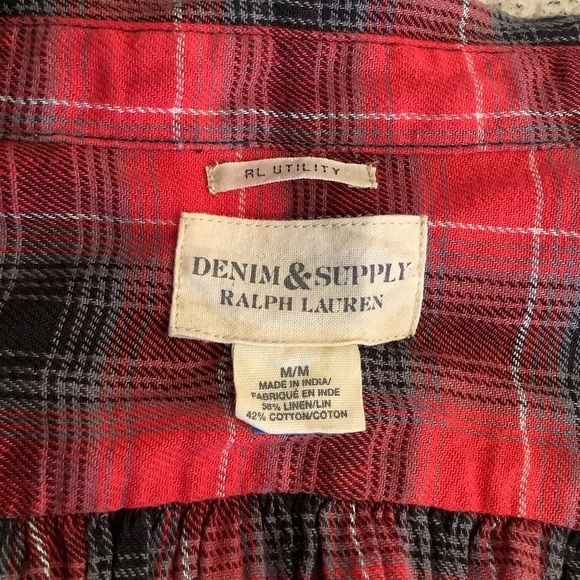 Denim & Supply Ralph Lauren Utility Flannel Button Down Linen & Cotton Size Med - Picture 6 of 10